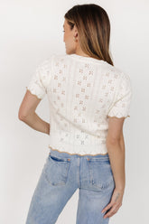 Britt Pointelle Knit Top | Ivory + Natural - Baltic Born